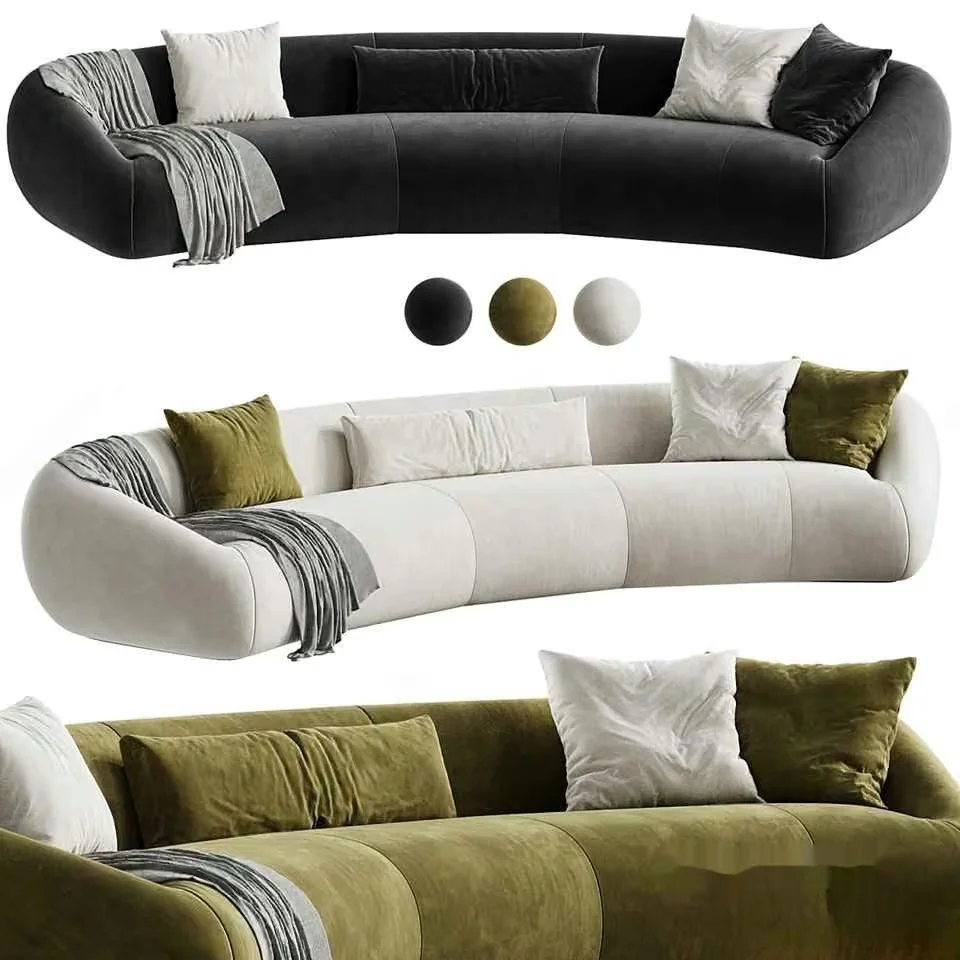 A Long Curved Couch 3D Model – 4372 – VRAY Render