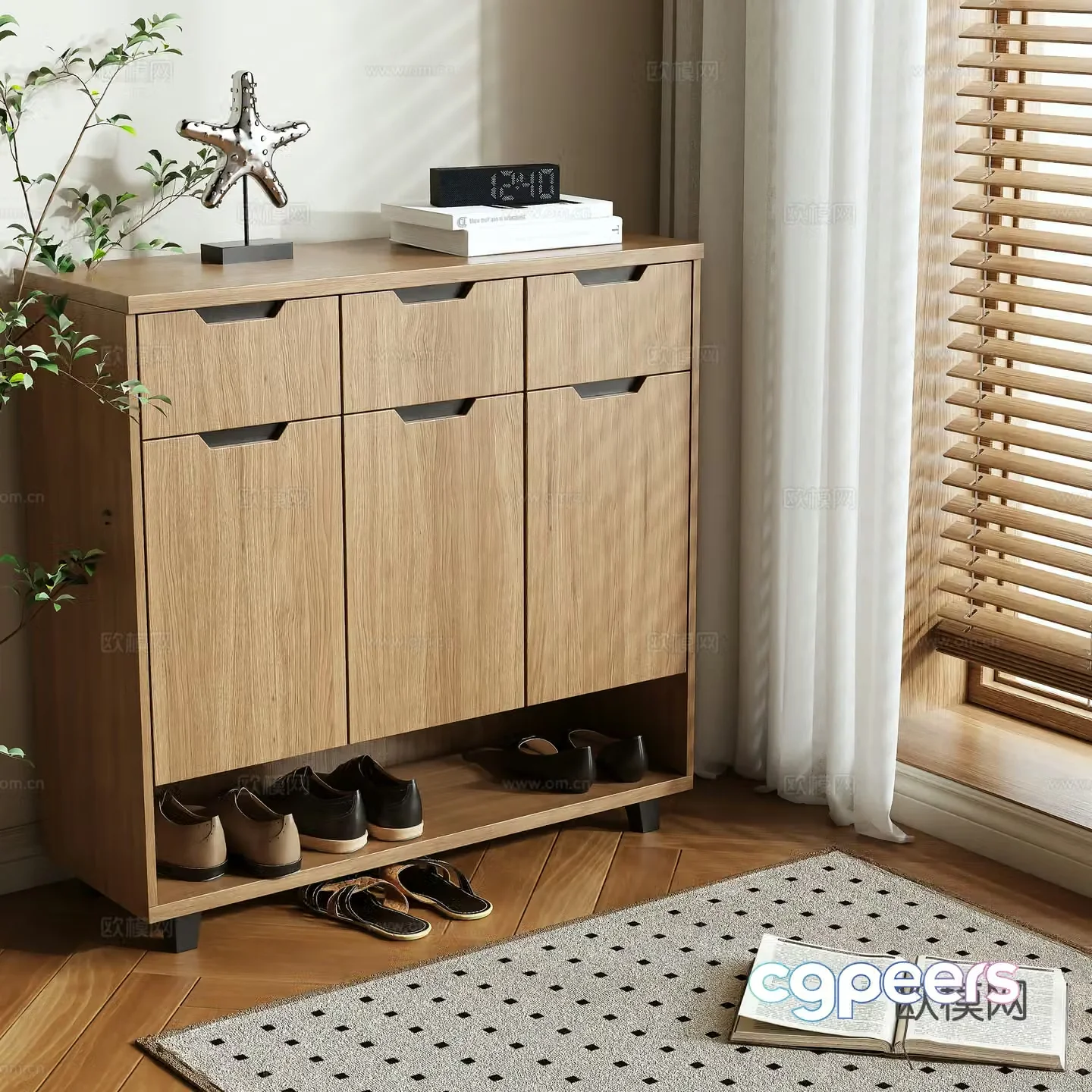 Wabi-sabi shoe cabinet 3d model