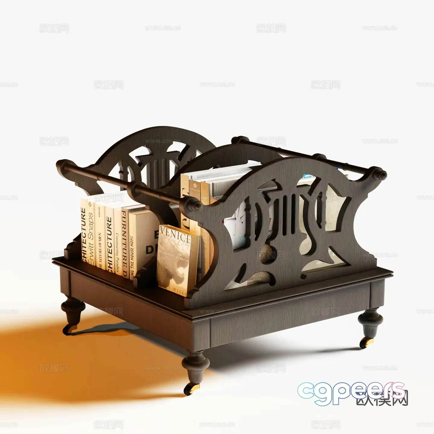 American bookshelf low cabinet 3d model