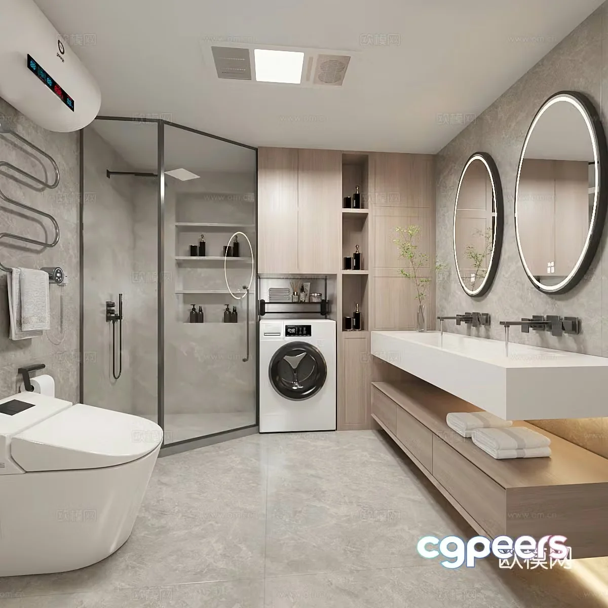 Modern minimalist bathroom 3d model
