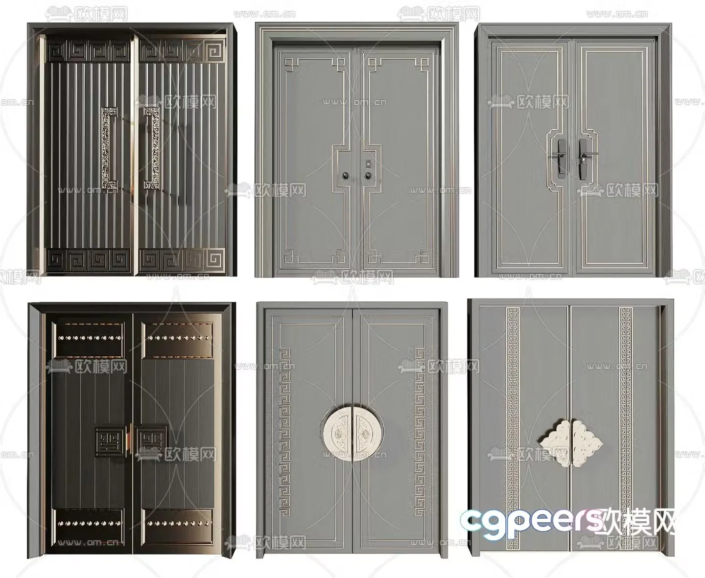 New Chinese style villa door entrance door 3D model