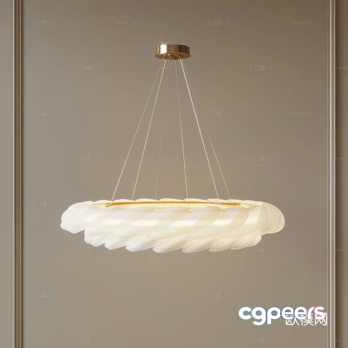 Modern Cream Style Chandelier 3d Model