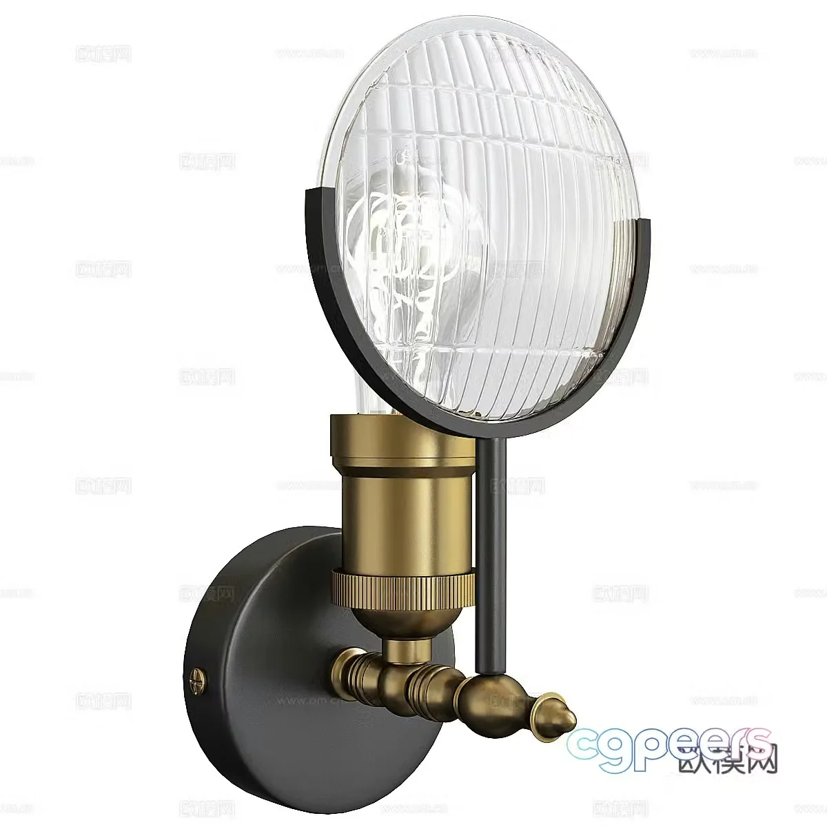 Modern Italian light luxury metal glass decorative wall lamp 3d model