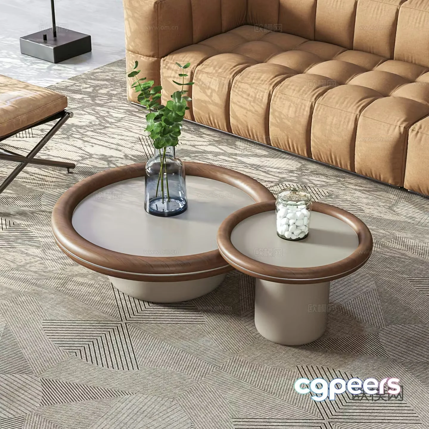 Middle-aged style mother-child coffee table 3D model