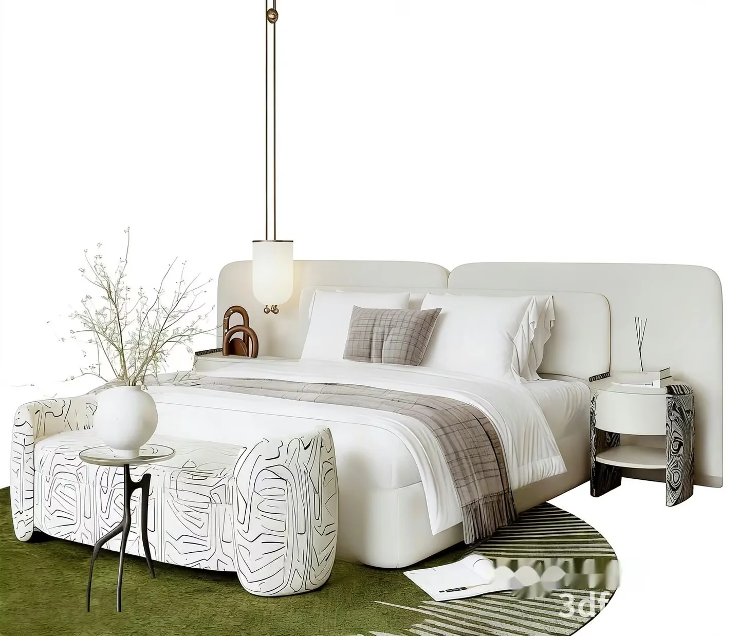 Cozy White Bedroom 3D Model – 20411 – VRAY Render
