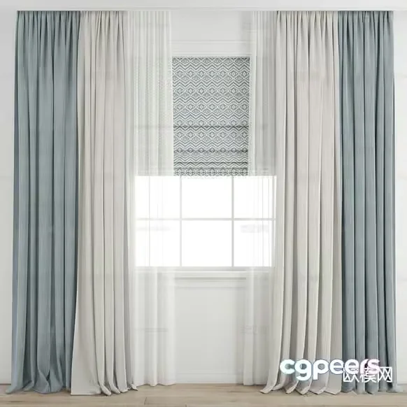 Grey And White Curtains 3D Model – 5403 – VRAY Render