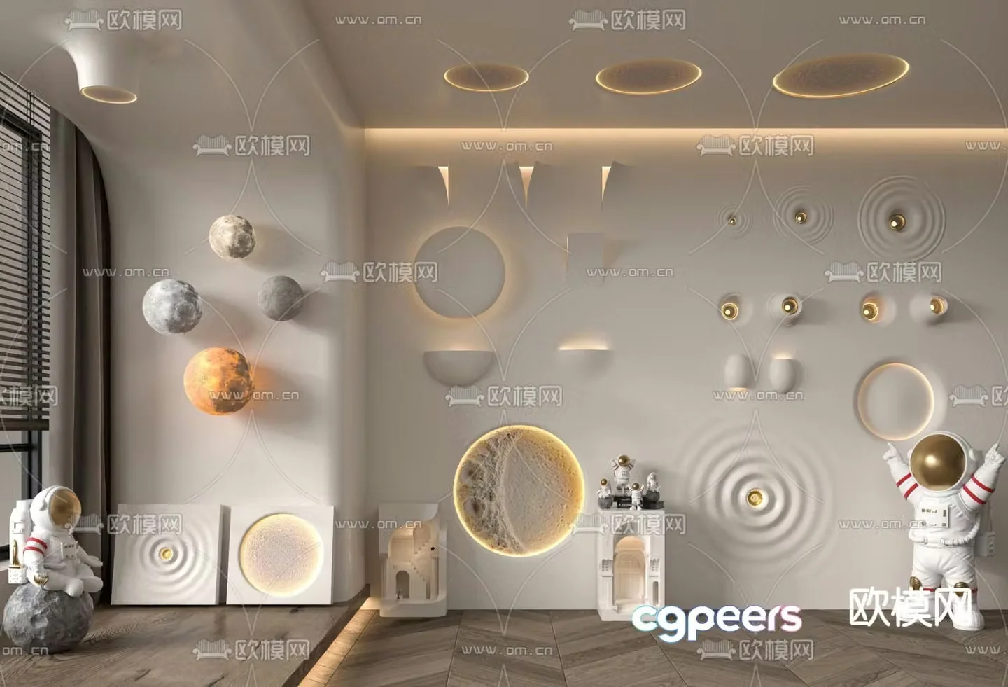 Gypsum lamp corrugated lamp moon wall lamp 3d model
