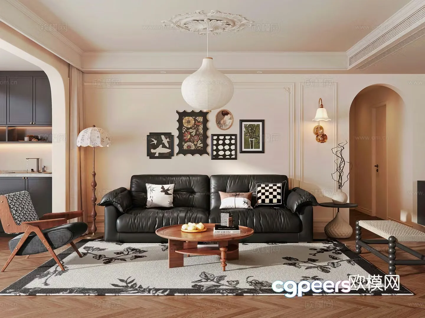 Middle-aged living room 3d model