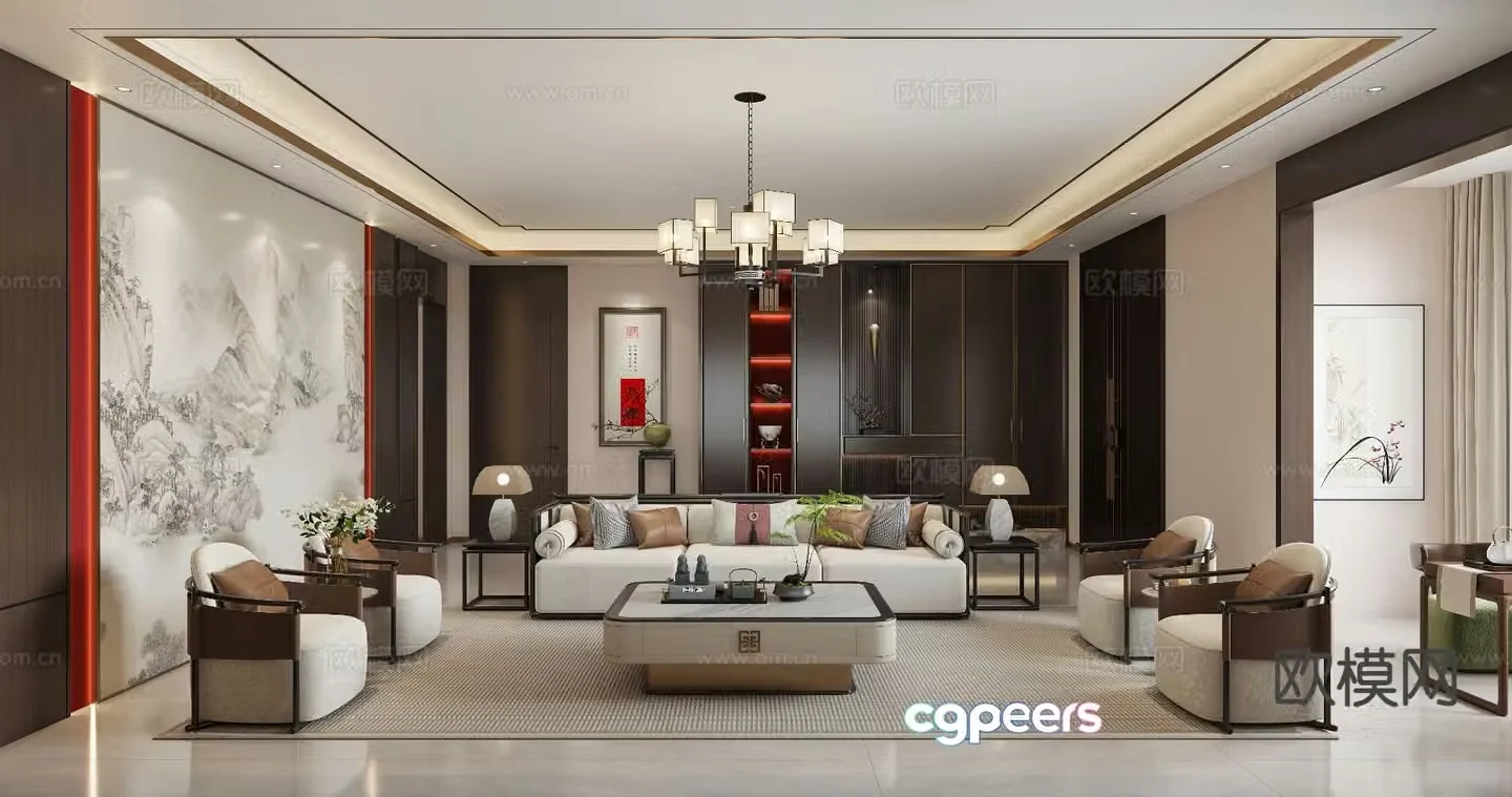 New Chinese style living room 3d model