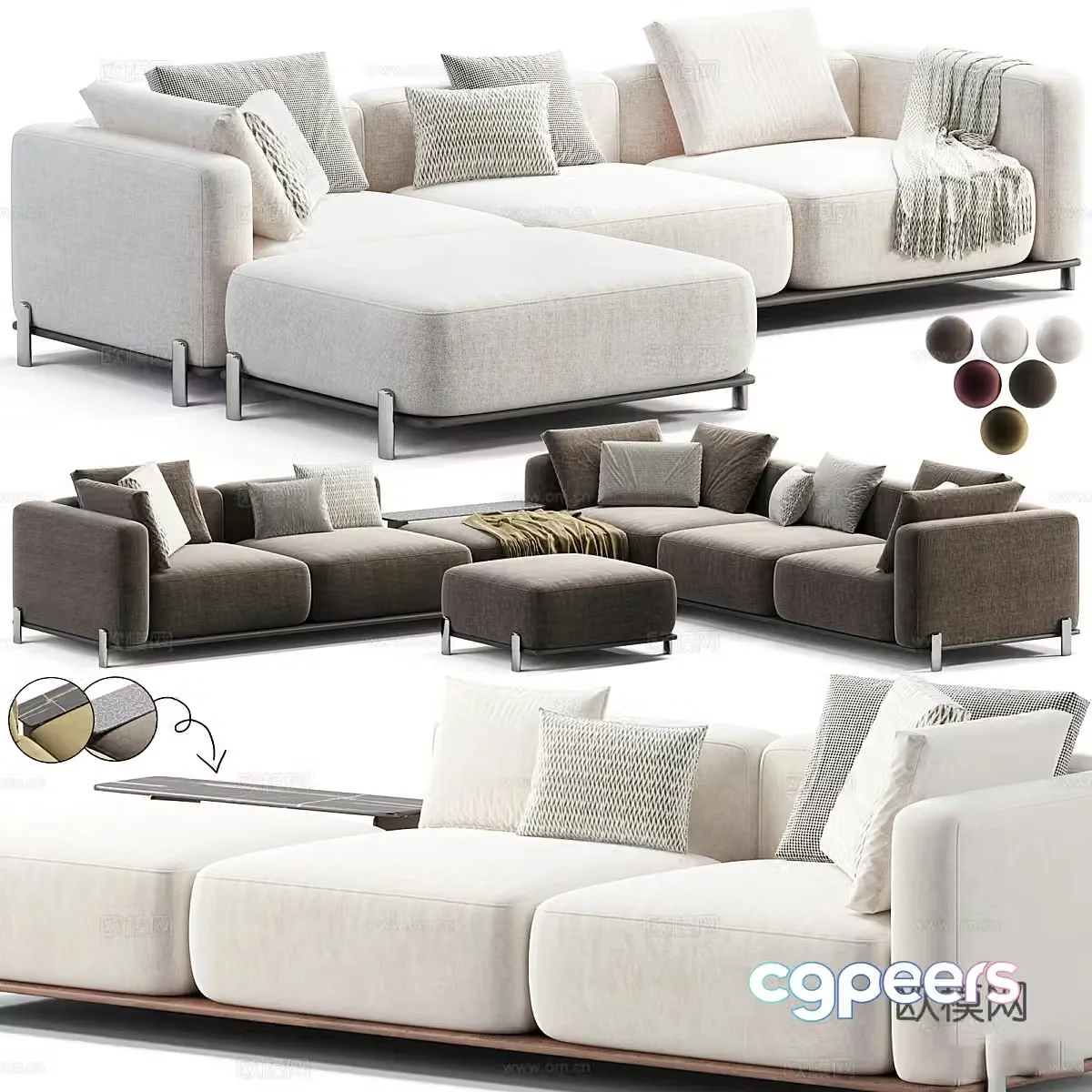Modern Italian Poliform Brera Combination Sofa 3D Model