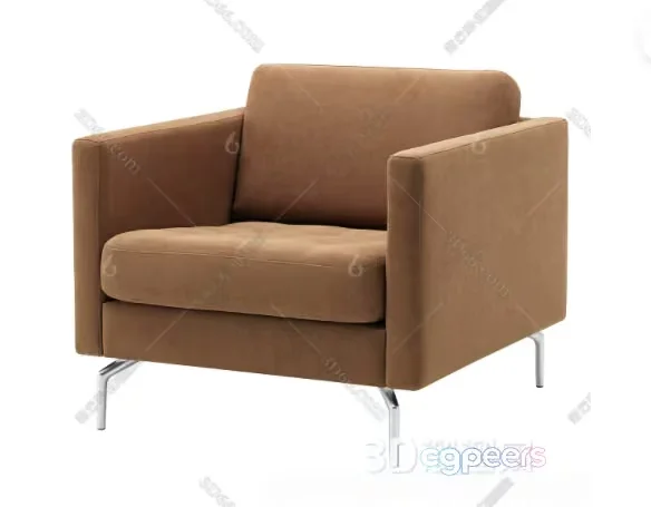A Brown Armchair 3D Model – 18609 – VRAY Render