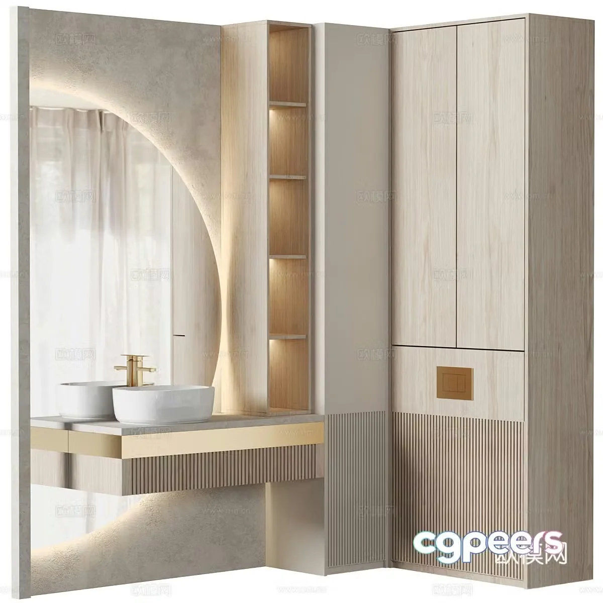 New Chinese -style bathroom cabinet 3D model