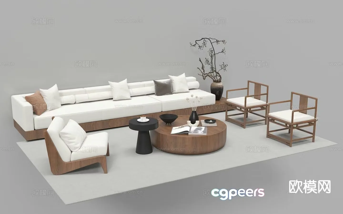New Chinese style modular sofa 3d model