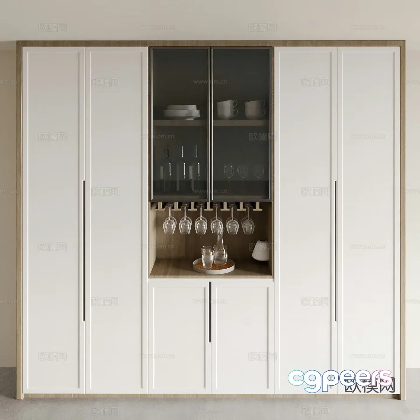 Modern sideboard and wine cabinet integrated 3D model