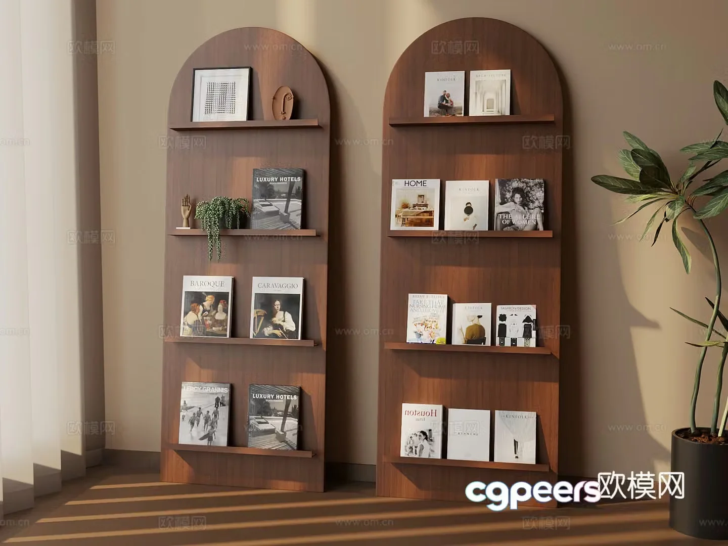 Middle-aged bookshelf bookshelf ornaments 3D model