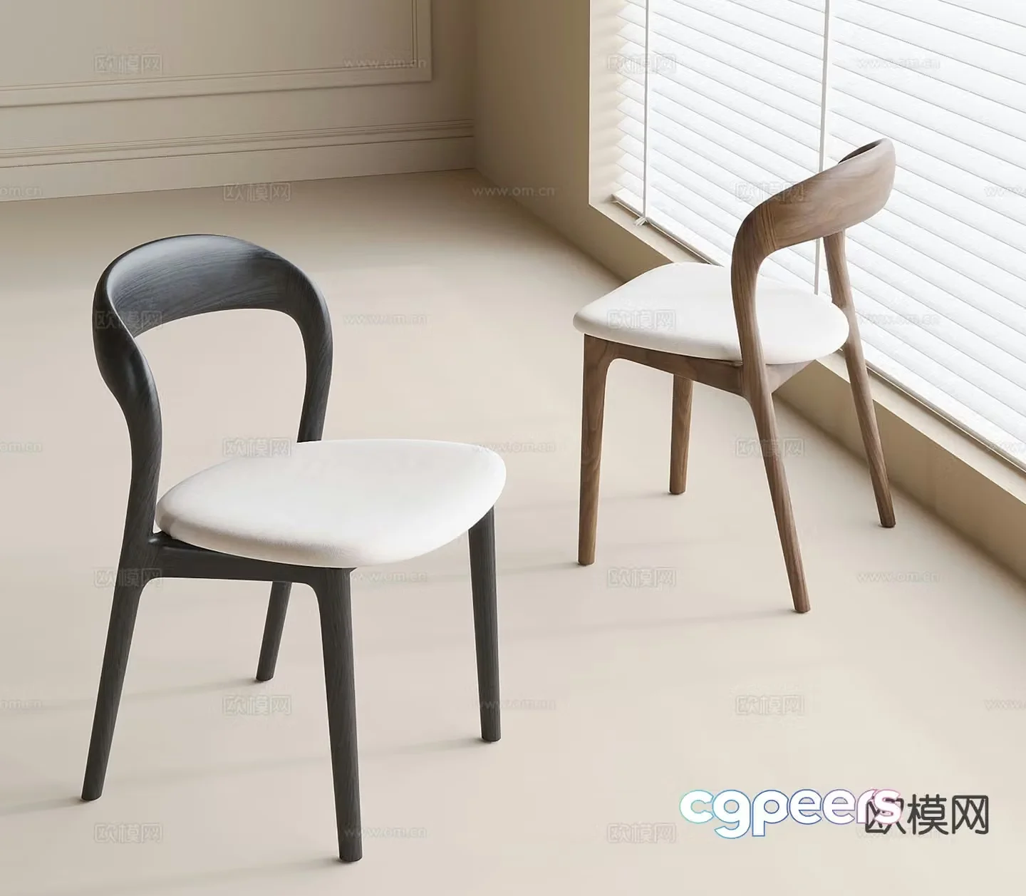 Modern dining chair single chair 3d model