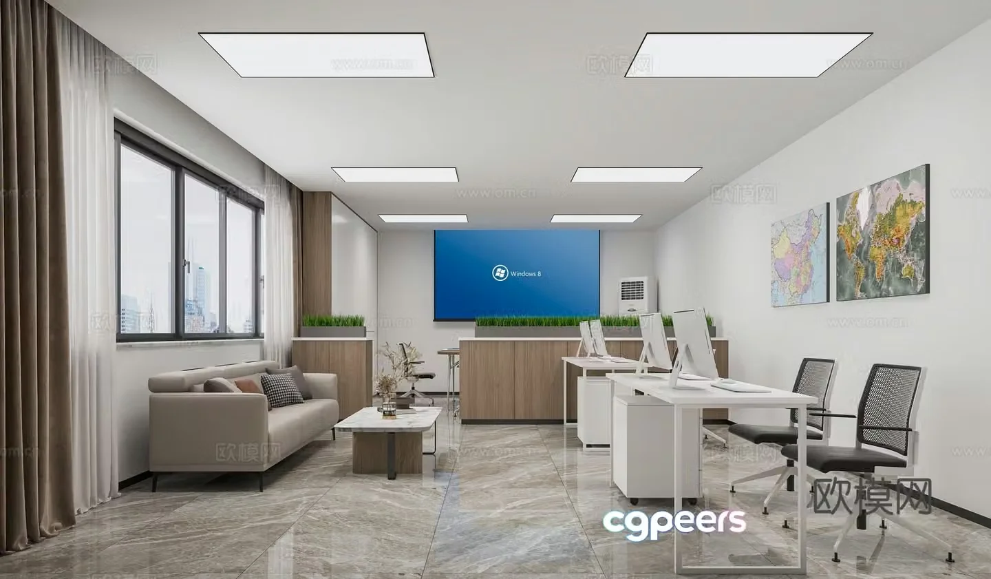 Public office area office 3d model