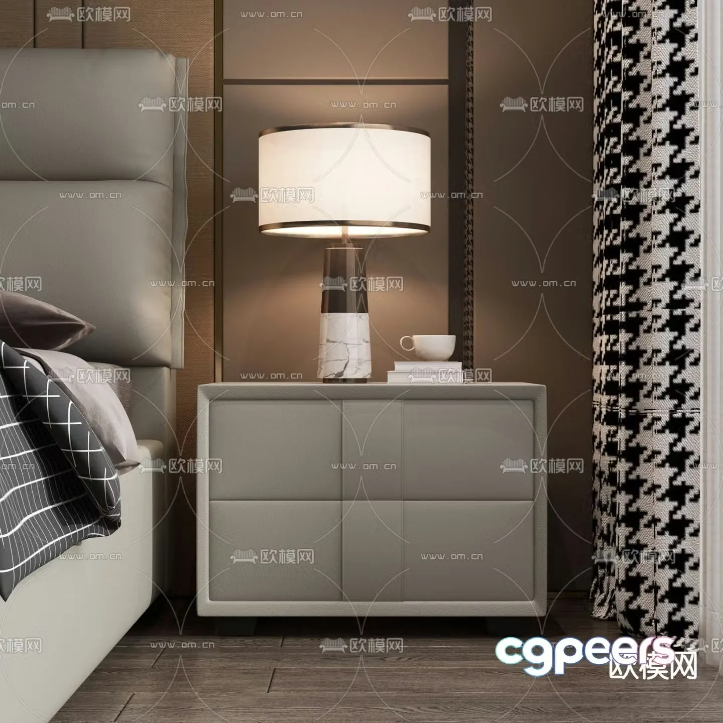 Leather bedside table 3d model