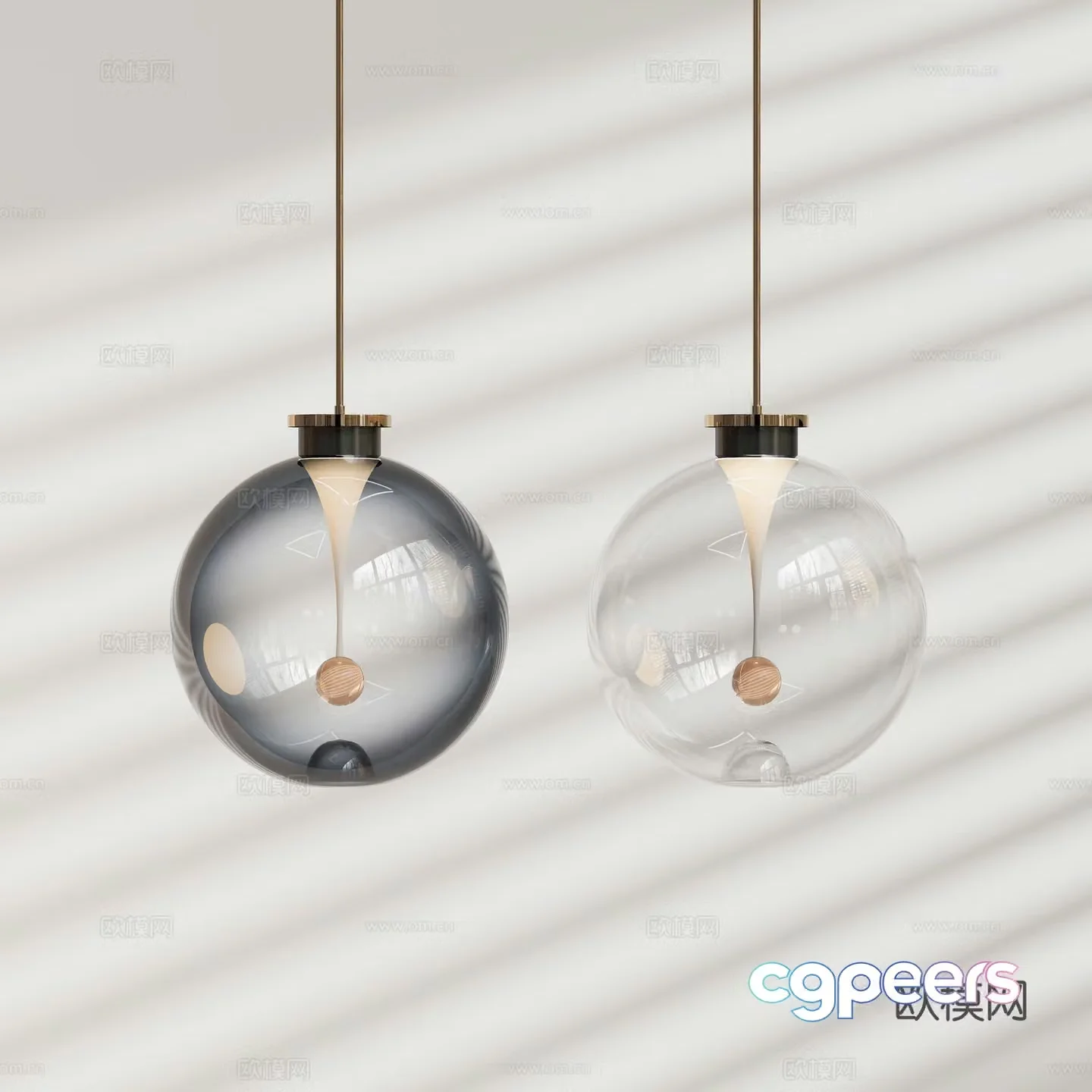 Modern glass spherical chandelier 3d model