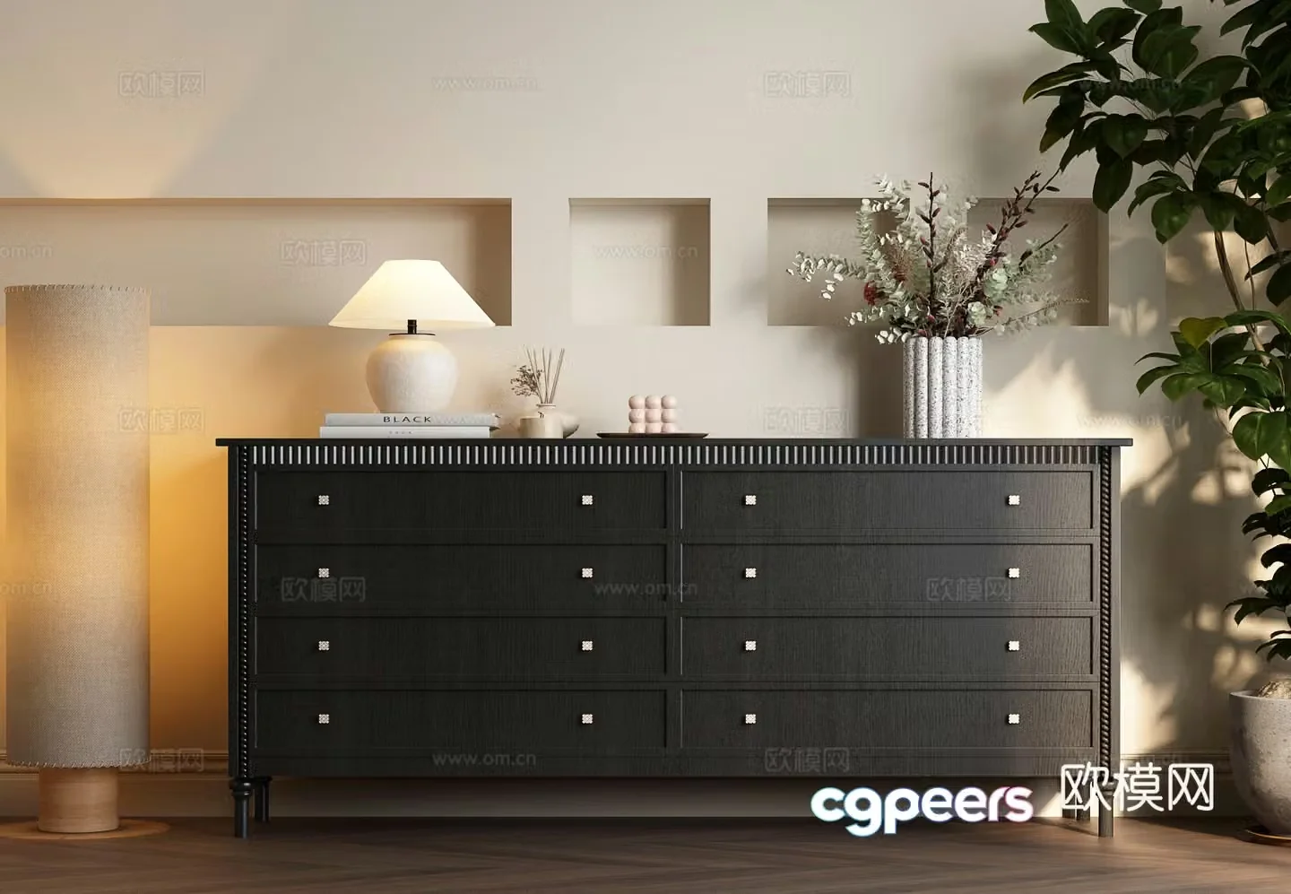 American decorative cabinet American sideboard American sideboard 3D model