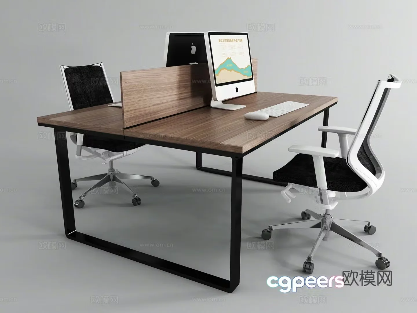 Modern office desk and chair staff table screen card table 3d model