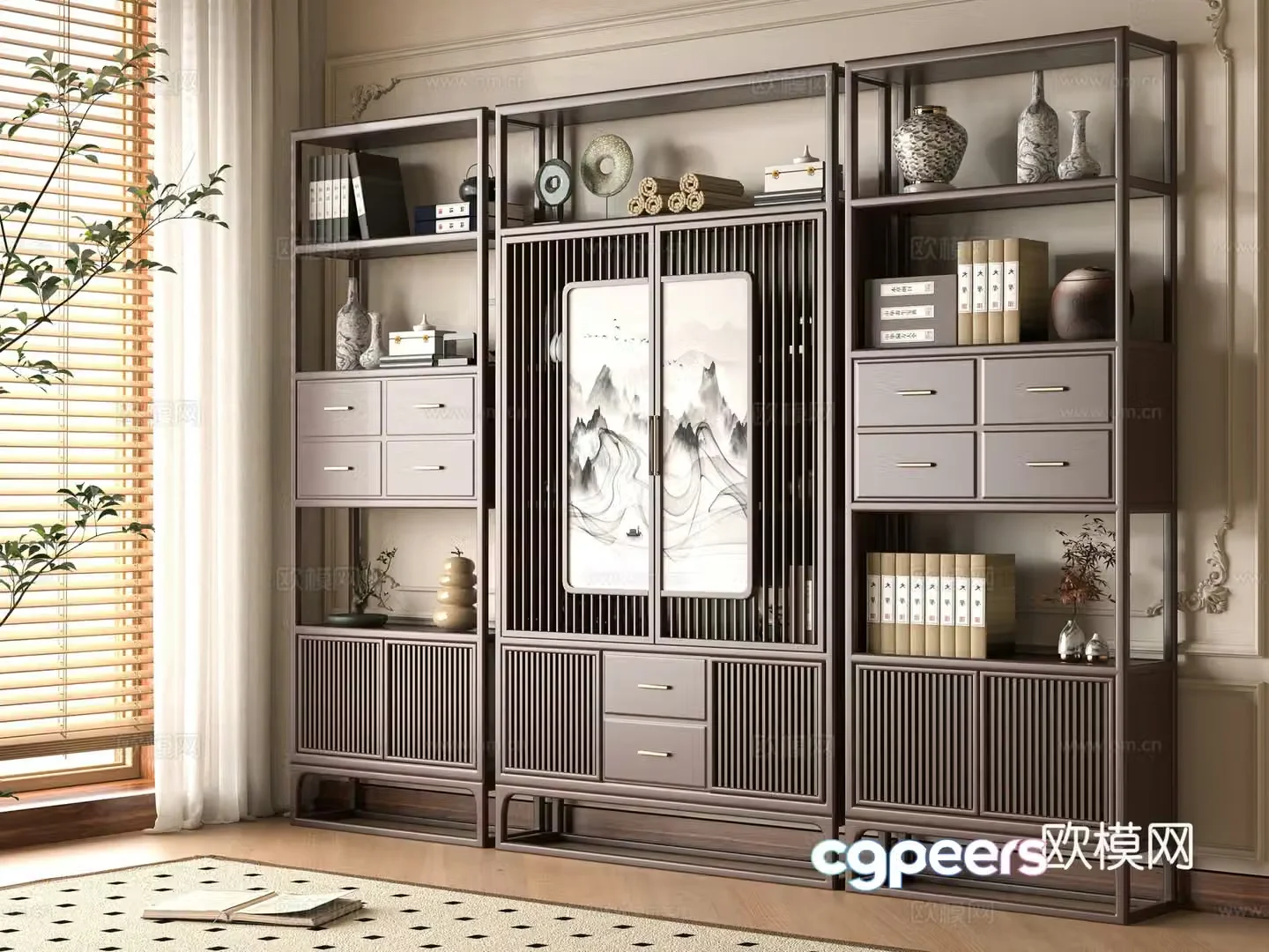 New Chinese style 3D model of Bo Gu shelf
