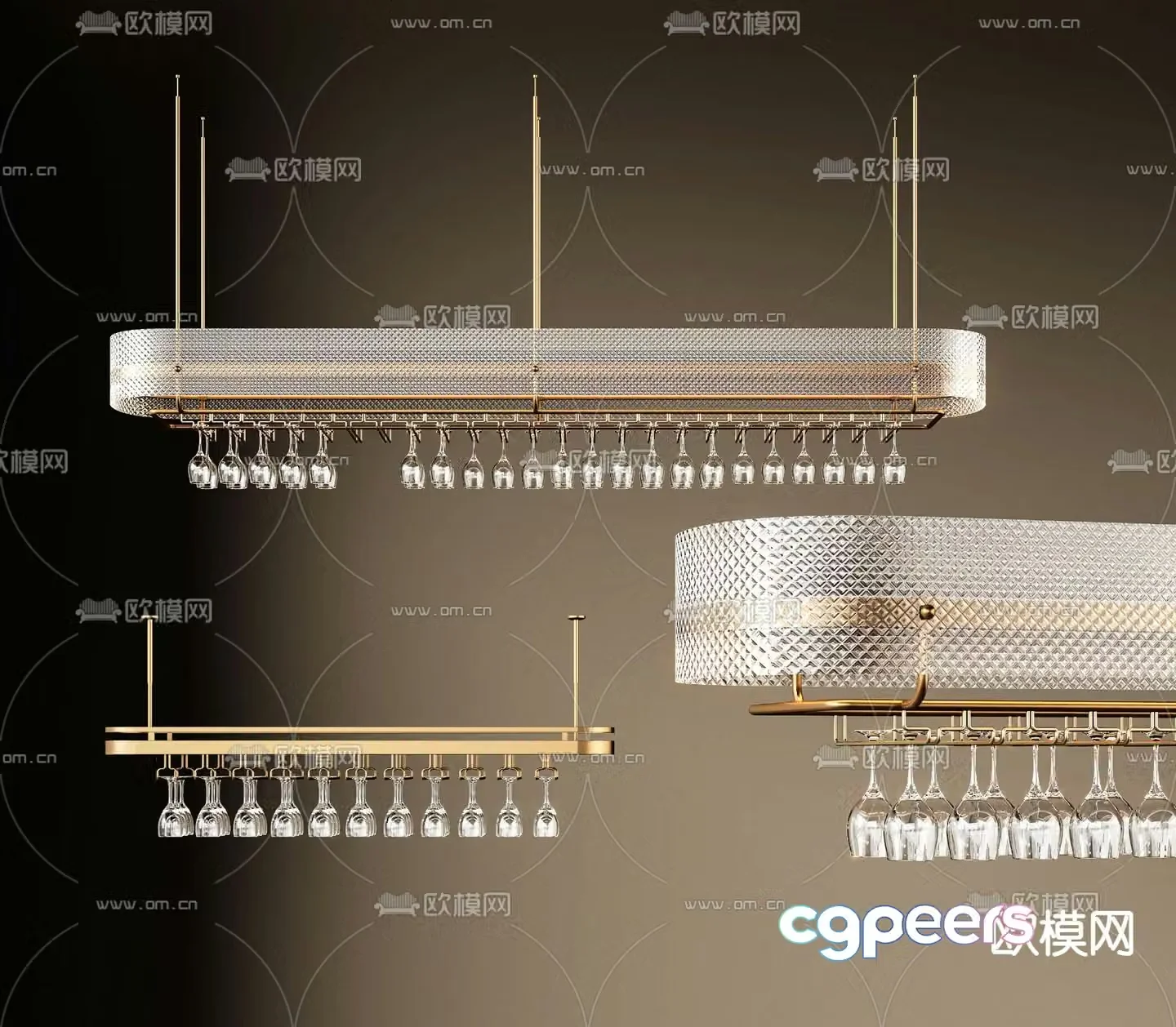 Light luxury wine rack wine glass hanger suspended wine rack 3D model