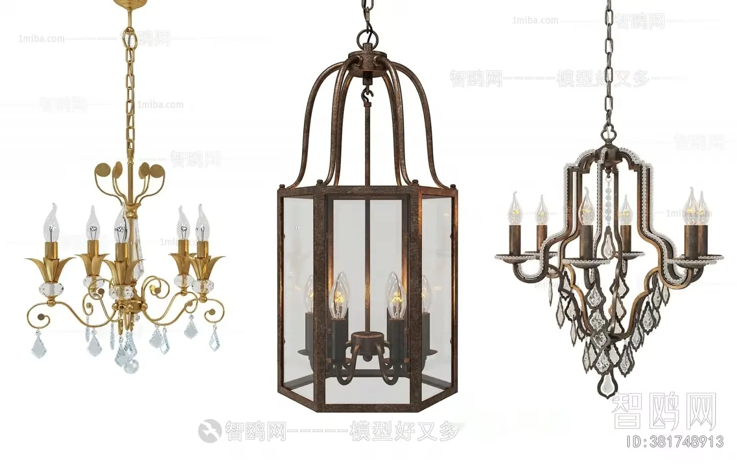 Gold Light Fixture 3D Model – 13020 – VRAY Render