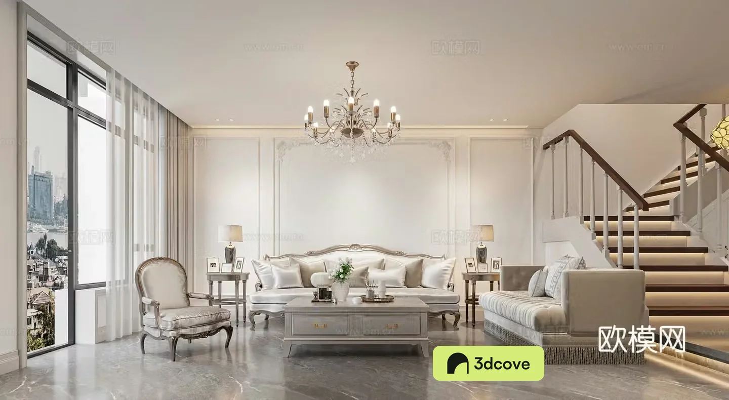 European style living and dining room