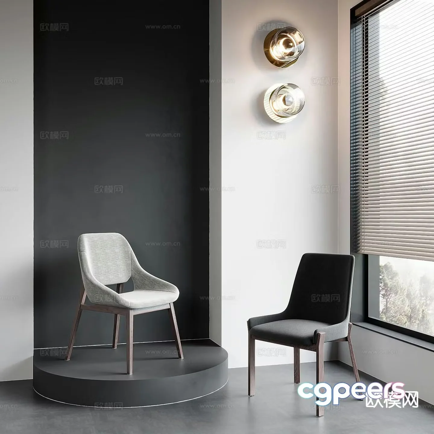 Modern single chair dining chair 3d model