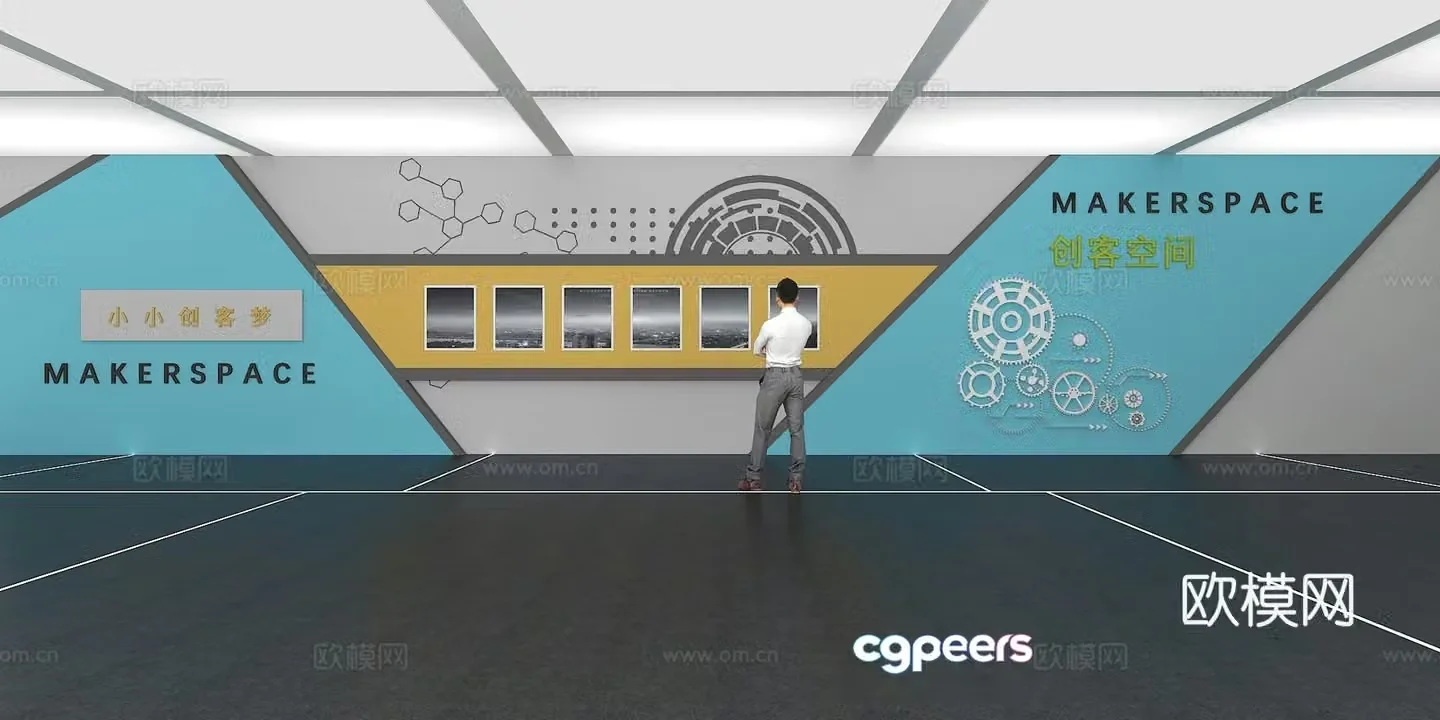 Cultural wall Corporate culture wall Display wall Classroom Exhibition hall Campus culture Corridor 3D model