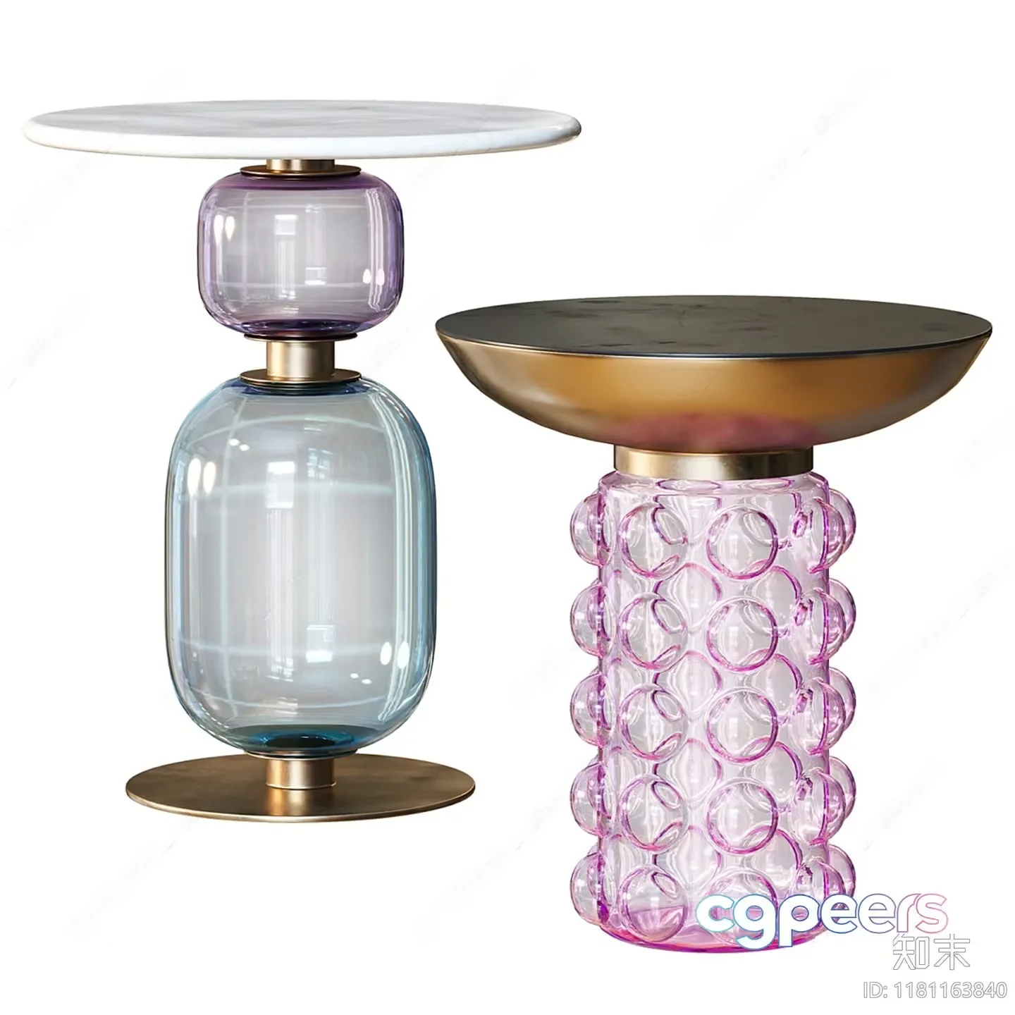 Decorative Glass Side Tables 3D Model – 388 – VRAY Render