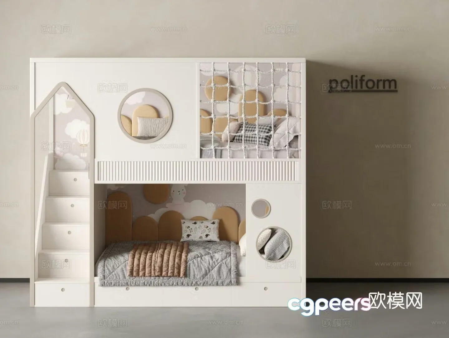 Modern children’s bed daughter bed up and down bed children’s bed stair bed double bed 3d model