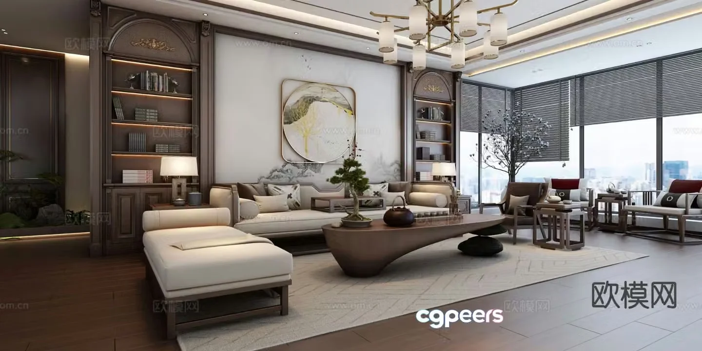 New Chinese style living room 3d model