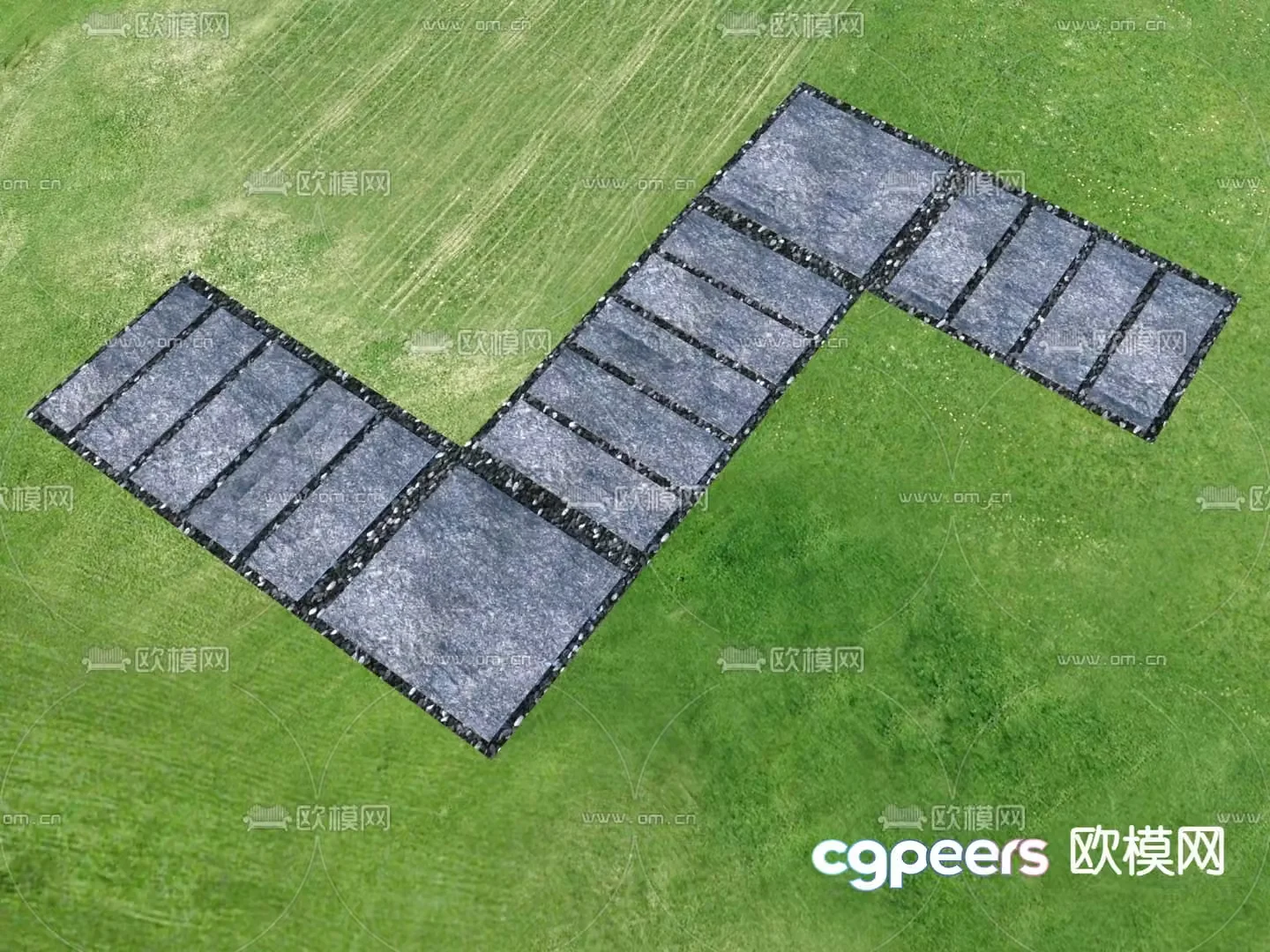 Garden Road Paving Tingbu Bluestone Slab 3D Model