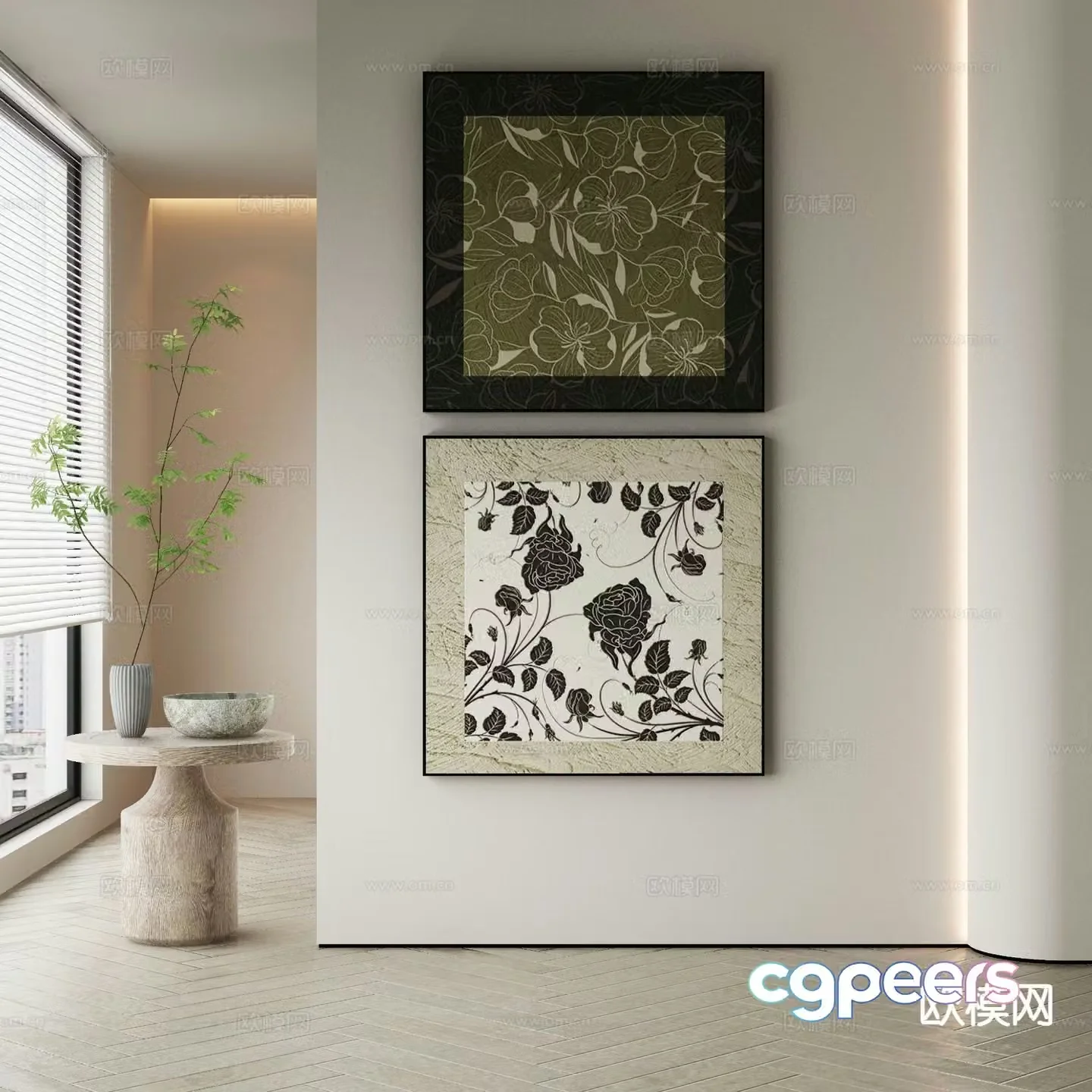 Modern texture painting decorative painting 3d model