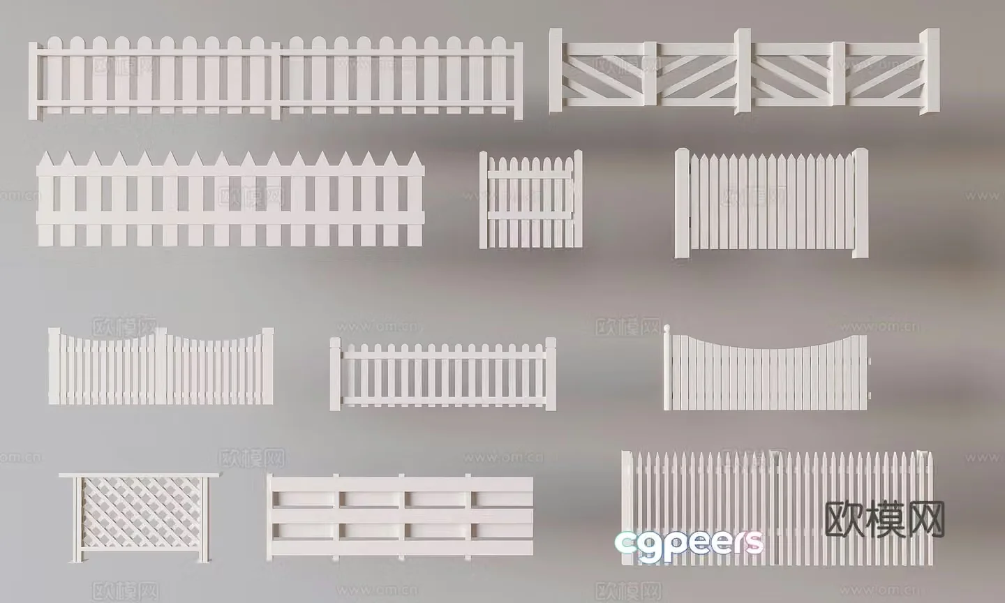 Creamy wind railing fence Solid wood railing fence fence fence fence partition guardrail 3d model