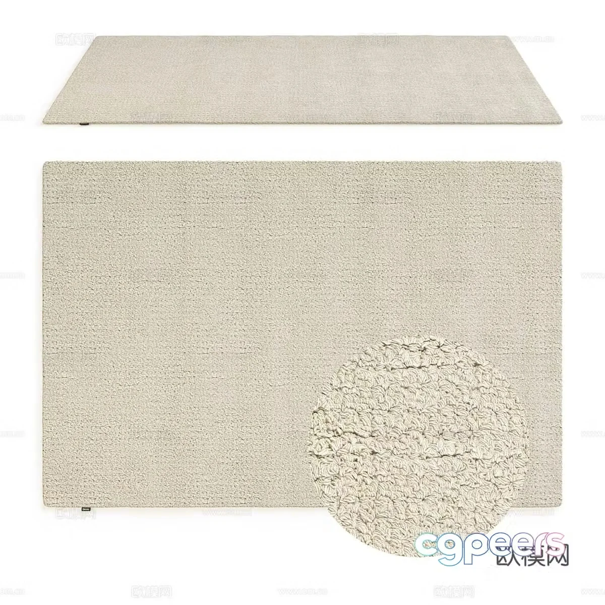 Modern creamy wool carpet 3d model