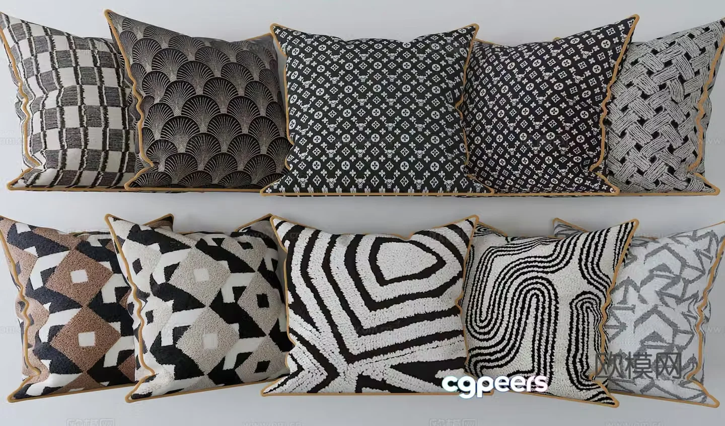 Modern piping pillow pillow 3D model