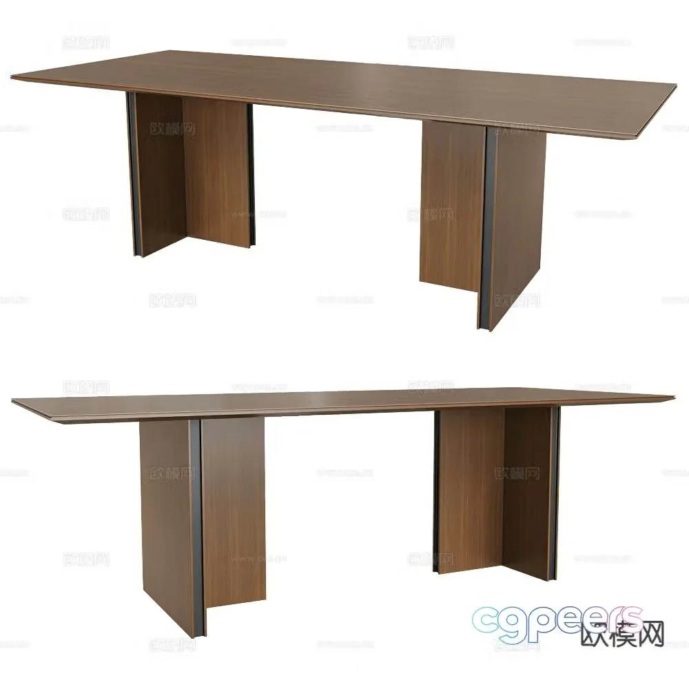 Punt log style dining table workbench desk 3d model