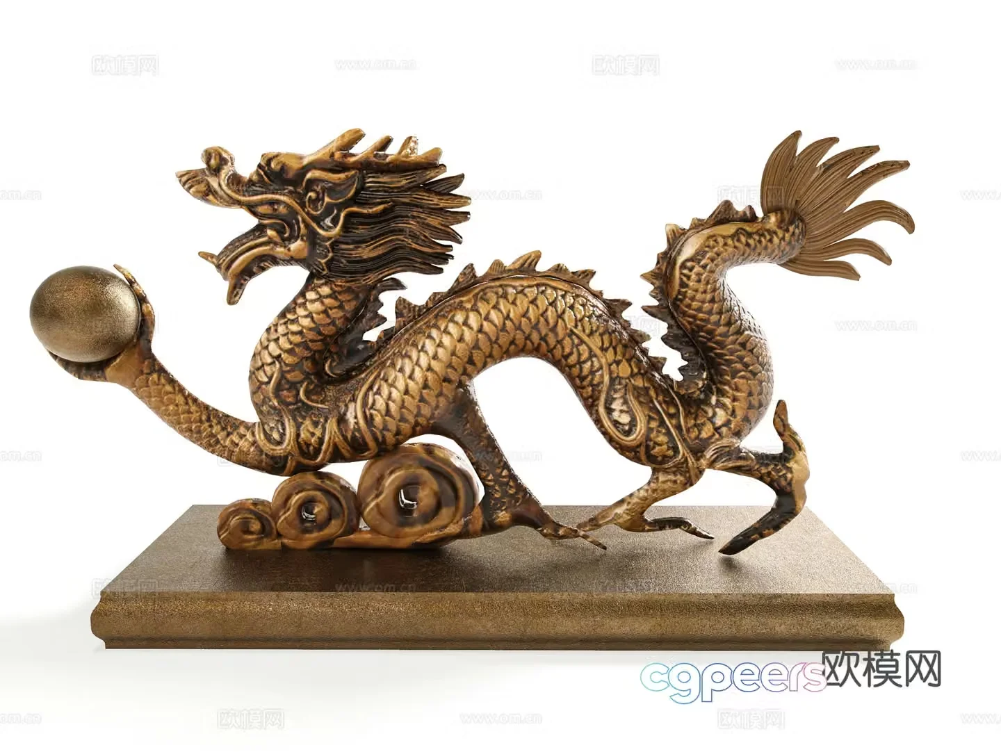 Chinese Dragon Statue Dragon Metal Retro Dragon Dragon Ball 3D Model