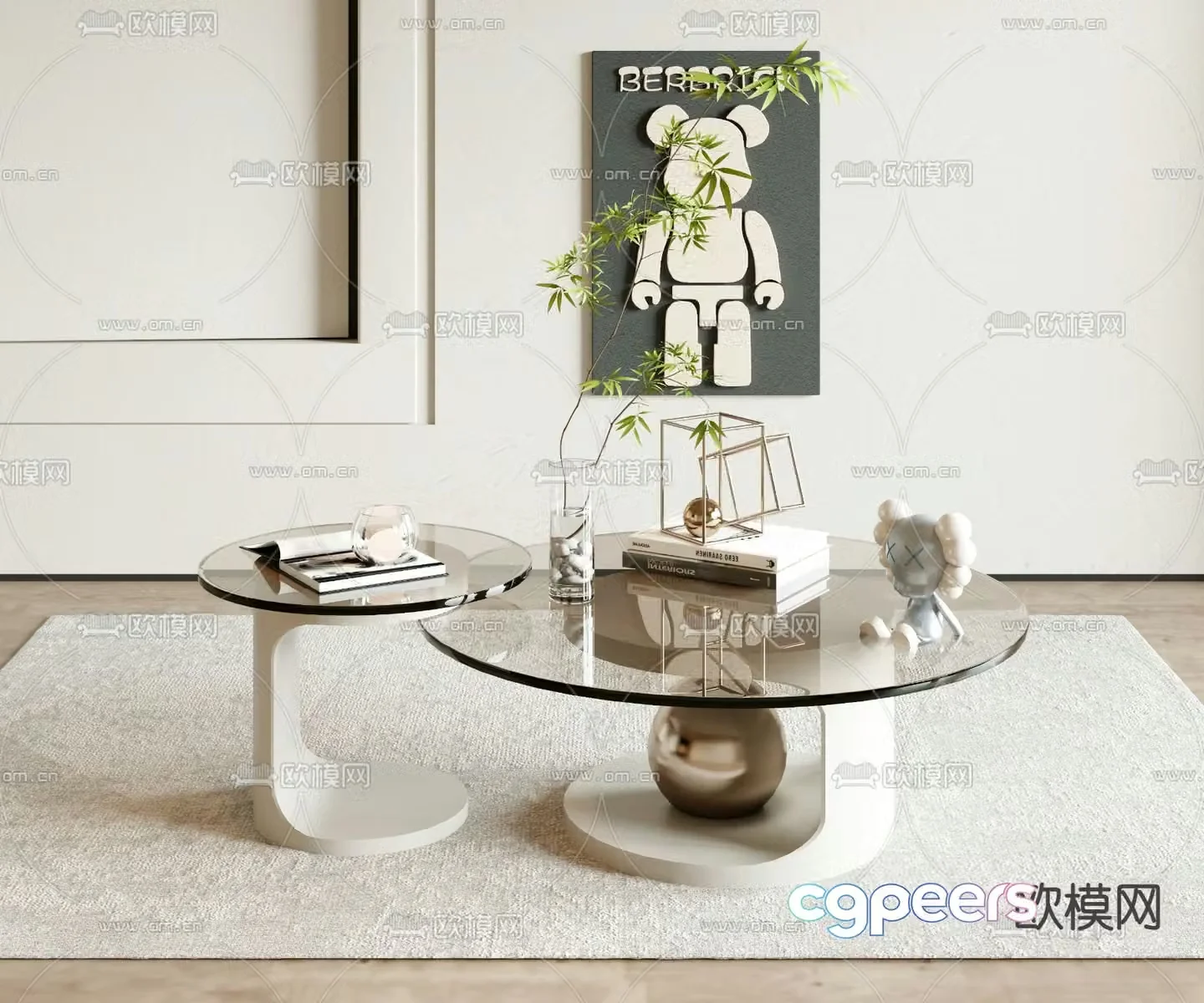 Modern coffee table glass coffee table 3d model