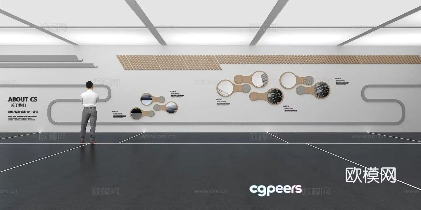 Cultural wall Corporate culture wall Display wall Theme wall Exhibition hall Campus culture Corridor 3D model