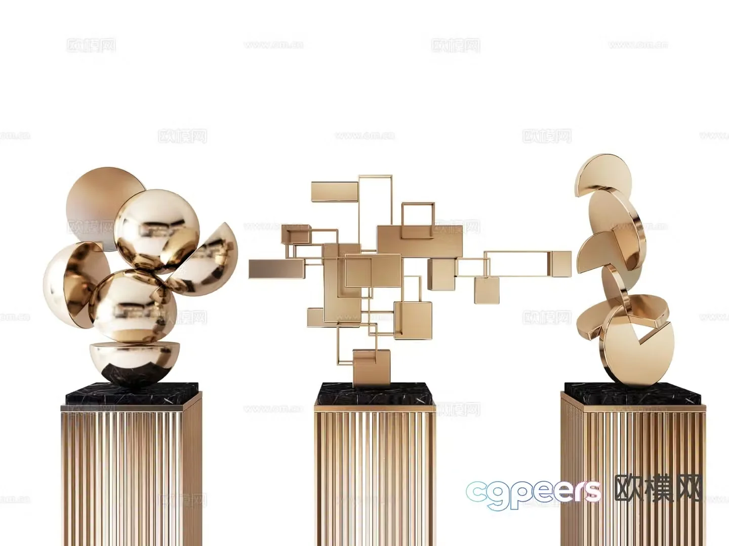 Light luxury abstract sculpture metal sculpture 3d model