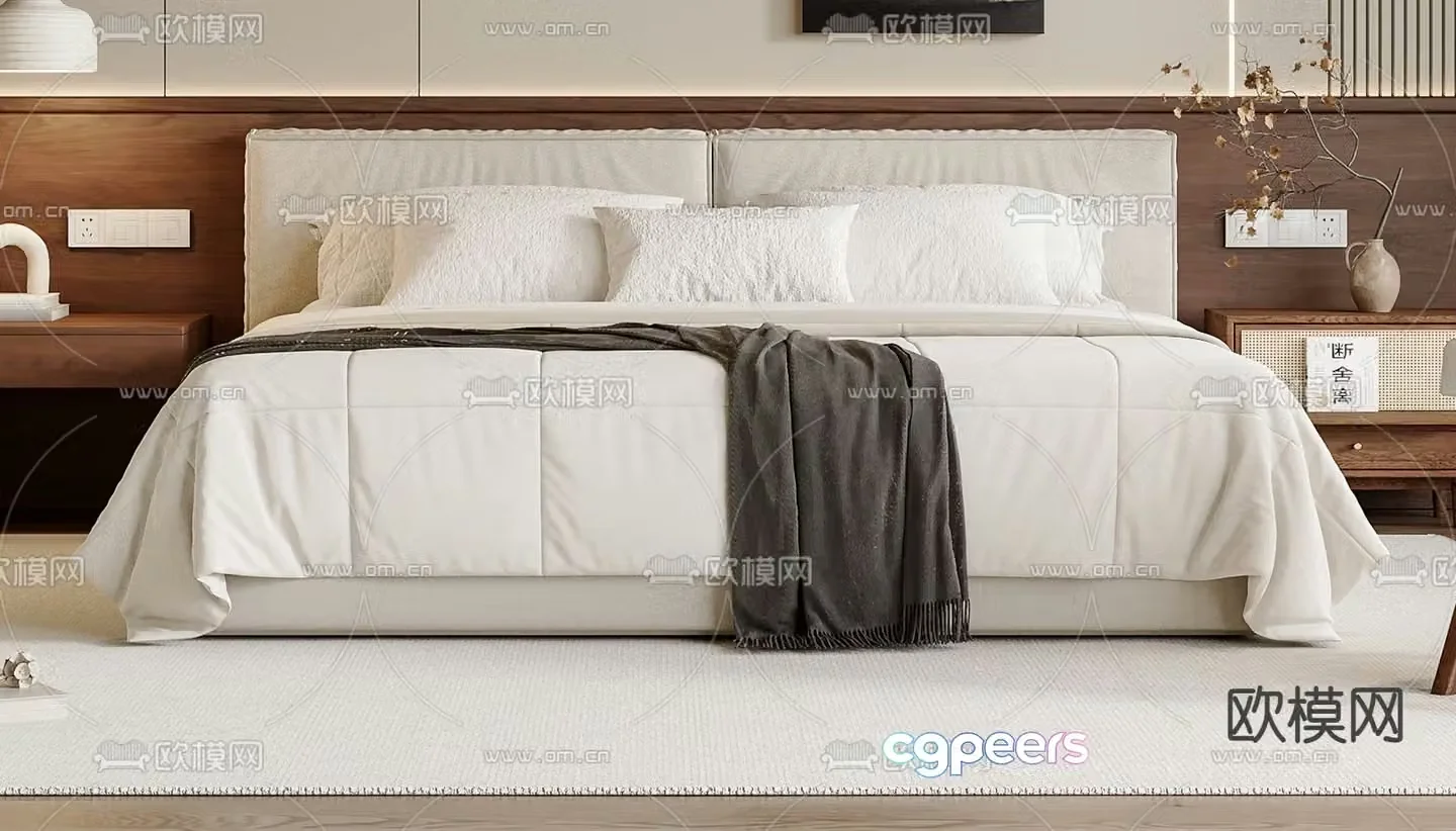 Medieval style double bed 3d model