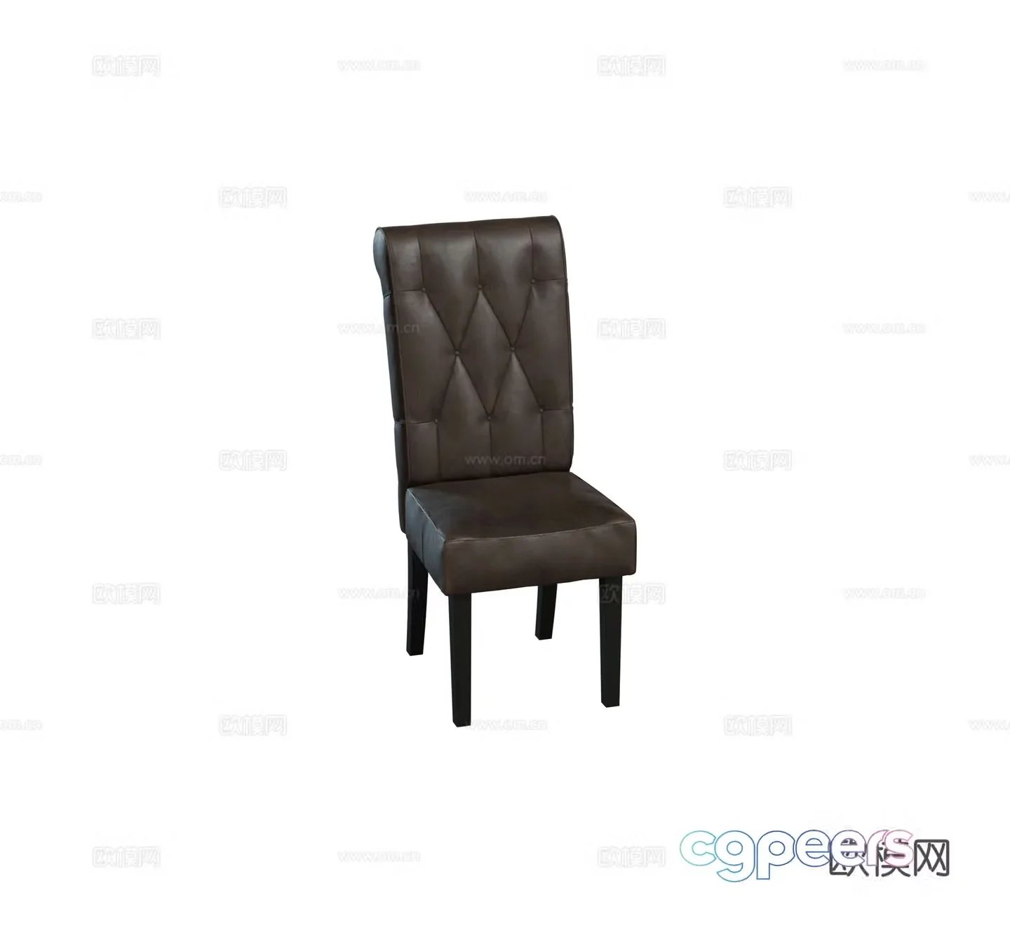 European style retro dining chair leather dining chair combination 3D model