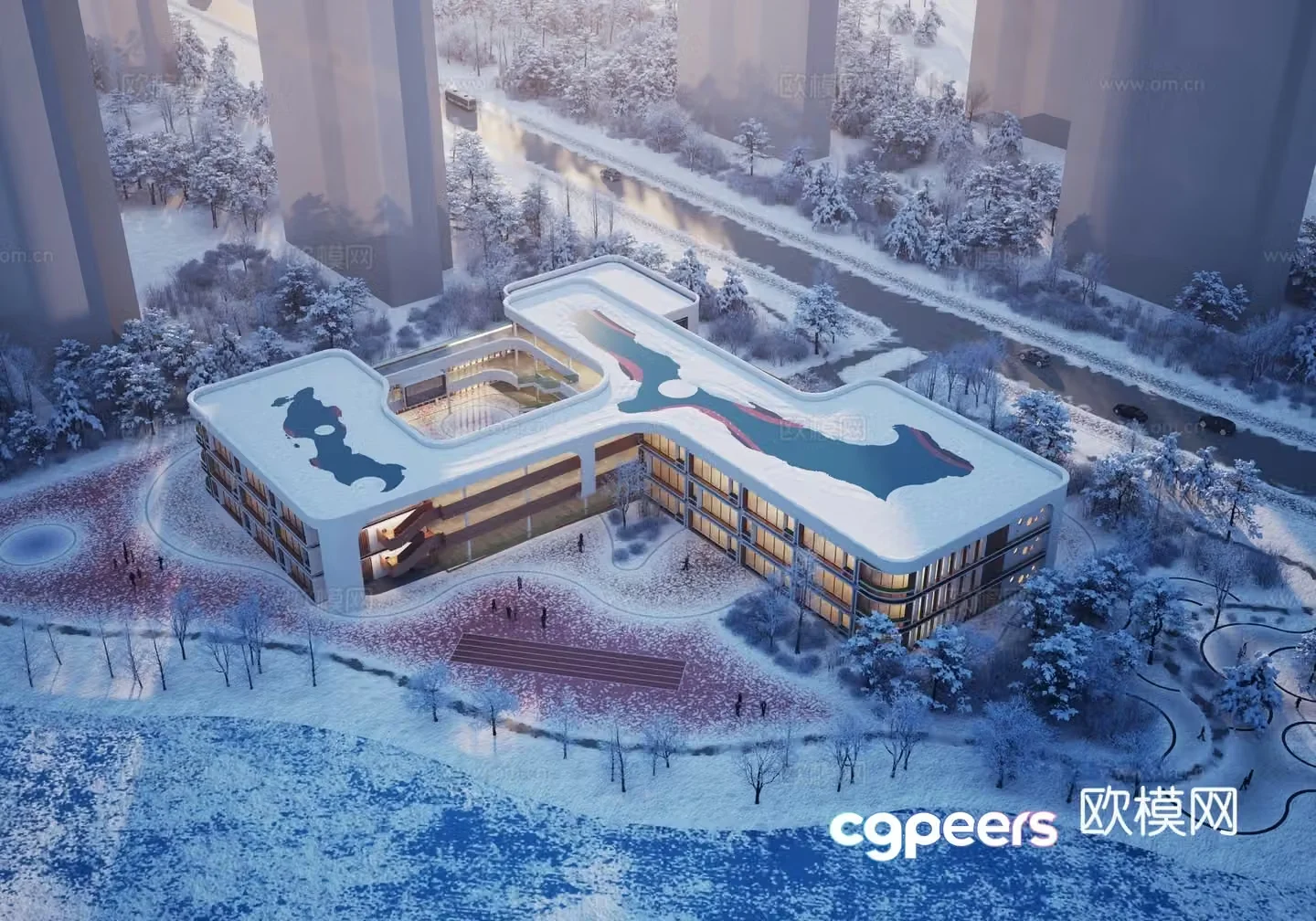 Kindergarten snow scene 3D model