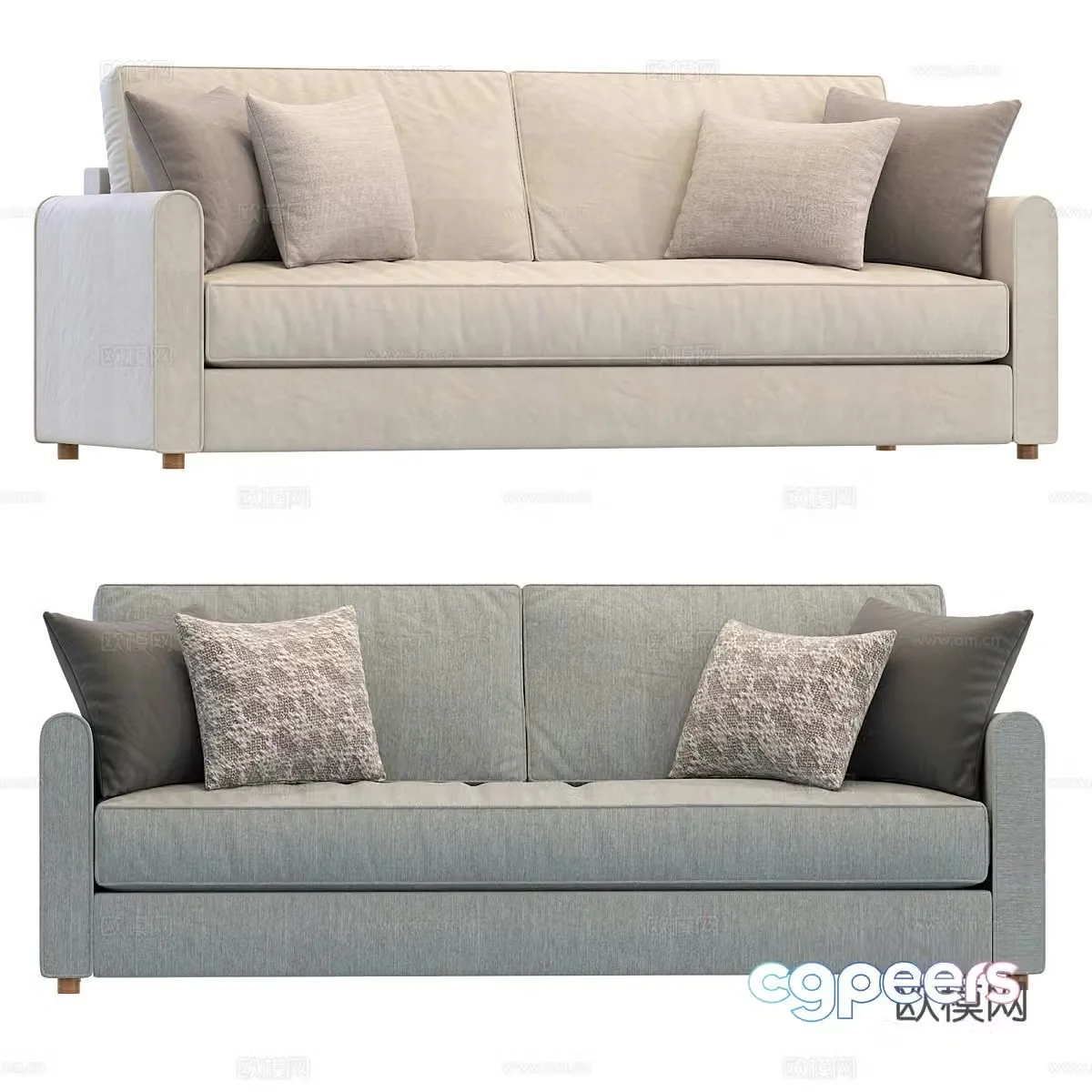 Modern Nordic Lille casual sofa 3d model