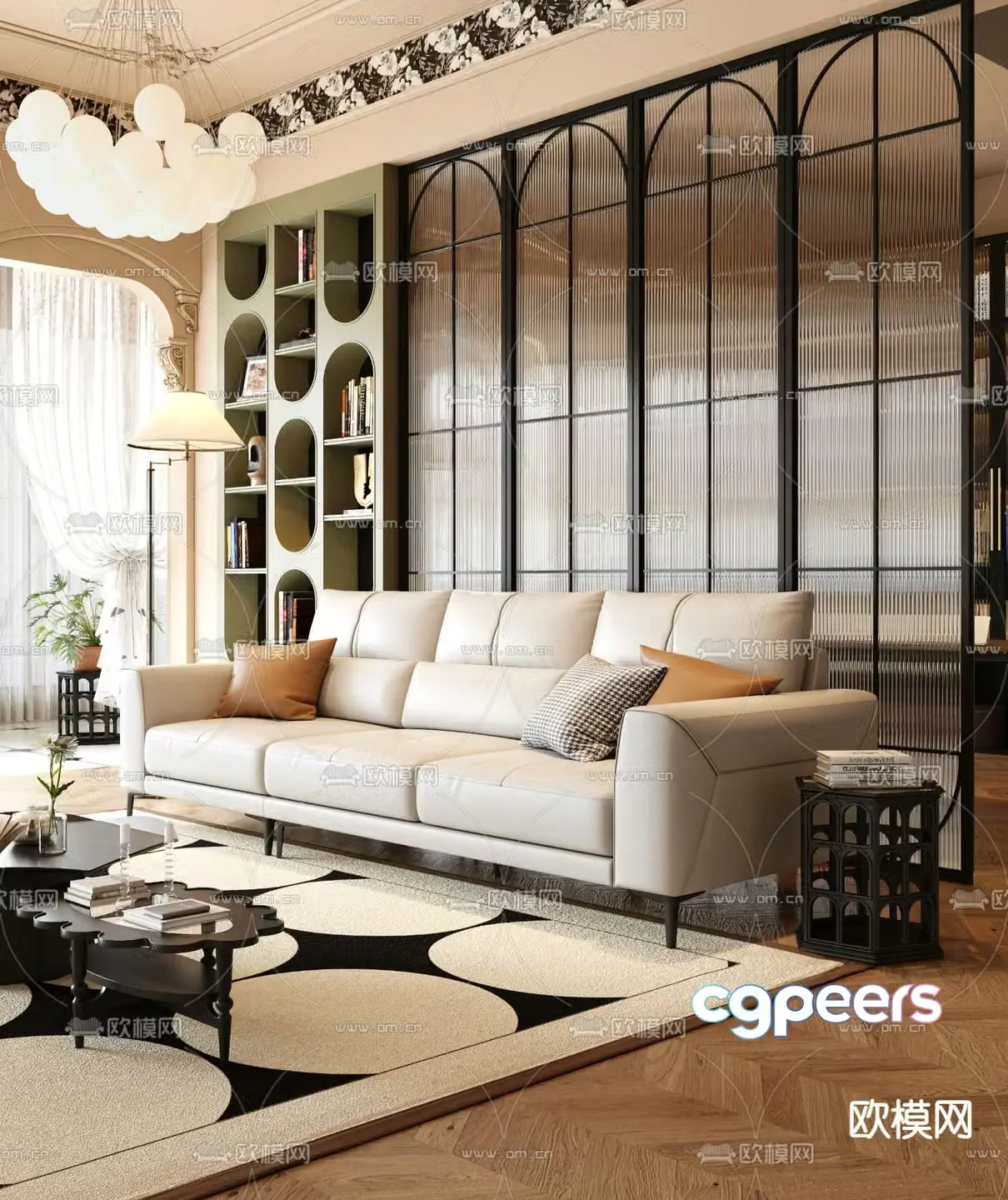 Three seater sofa leather sofa 3d model