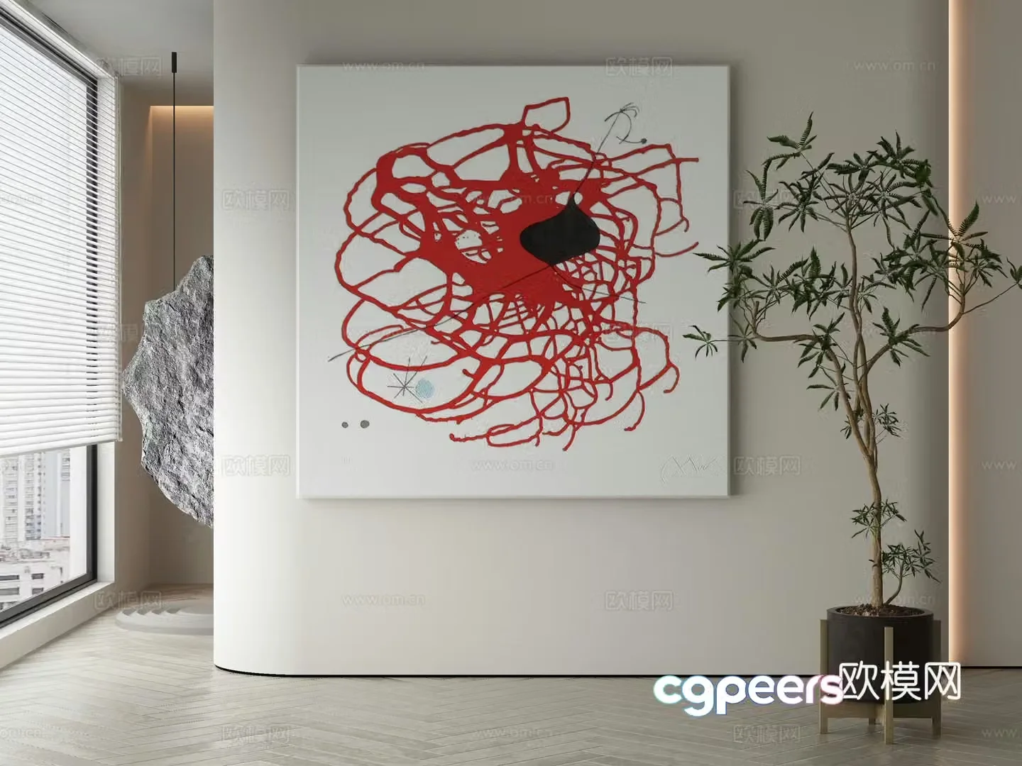 Modern Wasabi abstract hanging painting 3d model